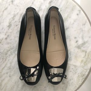 Taryn Rose Driving Moccasin, Sz 38, like new. Patent black leather w/rubber sole